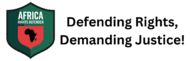 Africa Rights Defender shield logo — a green and red emblem with the map of Africa at its center, symbolizing justice, protection, and advocacy across the continent.